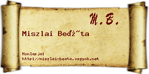 Miszlai Beáta névjegykártya