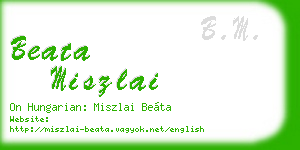 beata miszlai business card