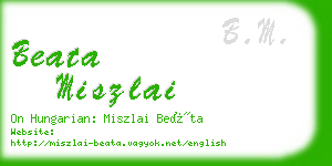 beata miszlai business card